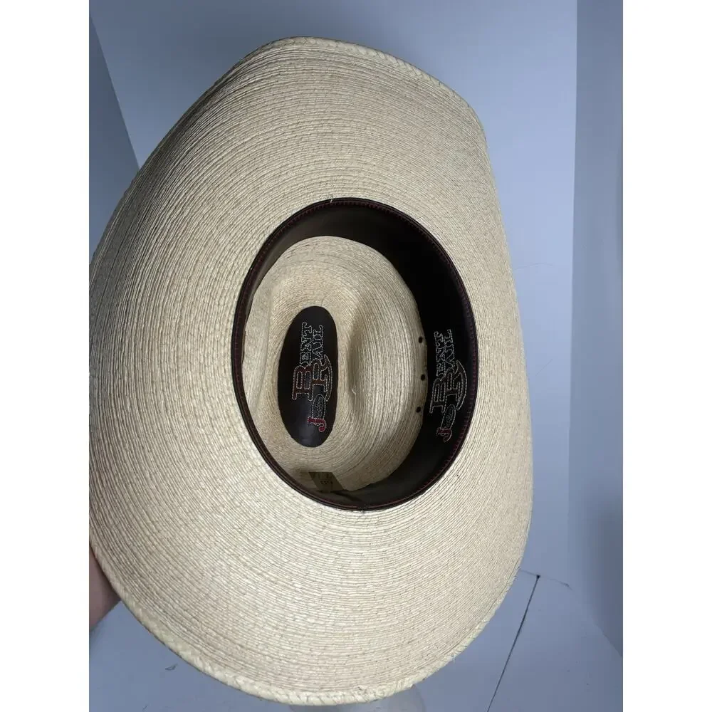 Justin Bent Rail Straw Cowboy Hat 7 1/2 Natural Western Horsehair Band Cowboy